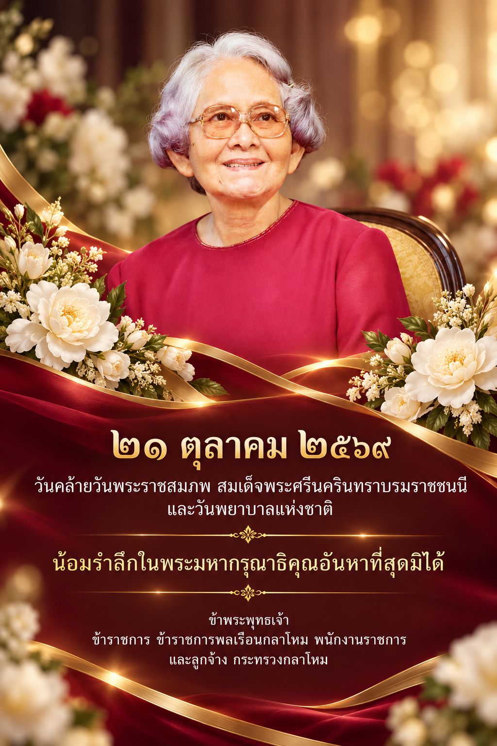 ๒๑ ตุลาคม ๒๕๖๙ วันคล้ายวันพระราชสมภพ สมเด็จพระศรีนครินทราบรมราชชนนี และวันพยาบาลแห่งชาติ — ภาพที่ 2